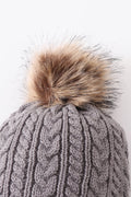 Grey cable knit pom pom beanie hat baby toddler adult - 5