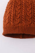 Rust cable knit pom pom beanie hat baby toddler adult - 4