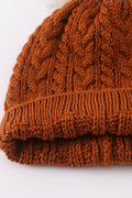 Rust cable knit pom pom beanie hat baby toddler adult - 5