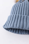 Slate knit pom pom beanie hat baby toddler adult - 3
