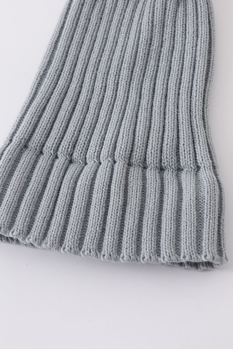 Sage knit pom pom beanie hat baby toddler adult - 5