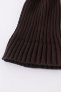 Brown knit pom pom beanie hat baby toddler adult - 5