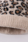 Beige leopard beanie hat toddler adult - 4