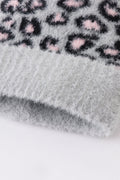 Grey leopard beanie hat toddler adult - 4