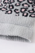 Grey leopard beanie hat toddler adult - 5