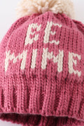 Pink BE MINE knit beanie pom pom hat - 4