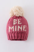 Pink BE MINE knit beanie pom pom hat - 6