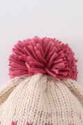 Cream XOXO knit beanie pom pom hat - 4