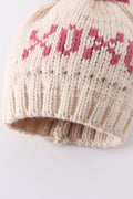 Cream XOXO knit beanie pom pom hat - 6