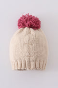 Cream XOXO knit beanie pom pom hat - 7