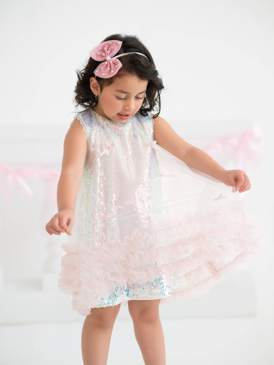 Blush Sparkle Tulle Party Dress | Girls Party Dress