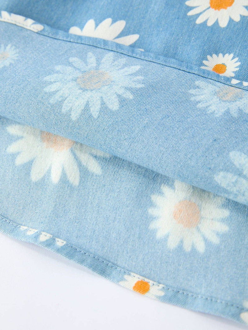 Spring Daisy Blue Denim Dress - 5
