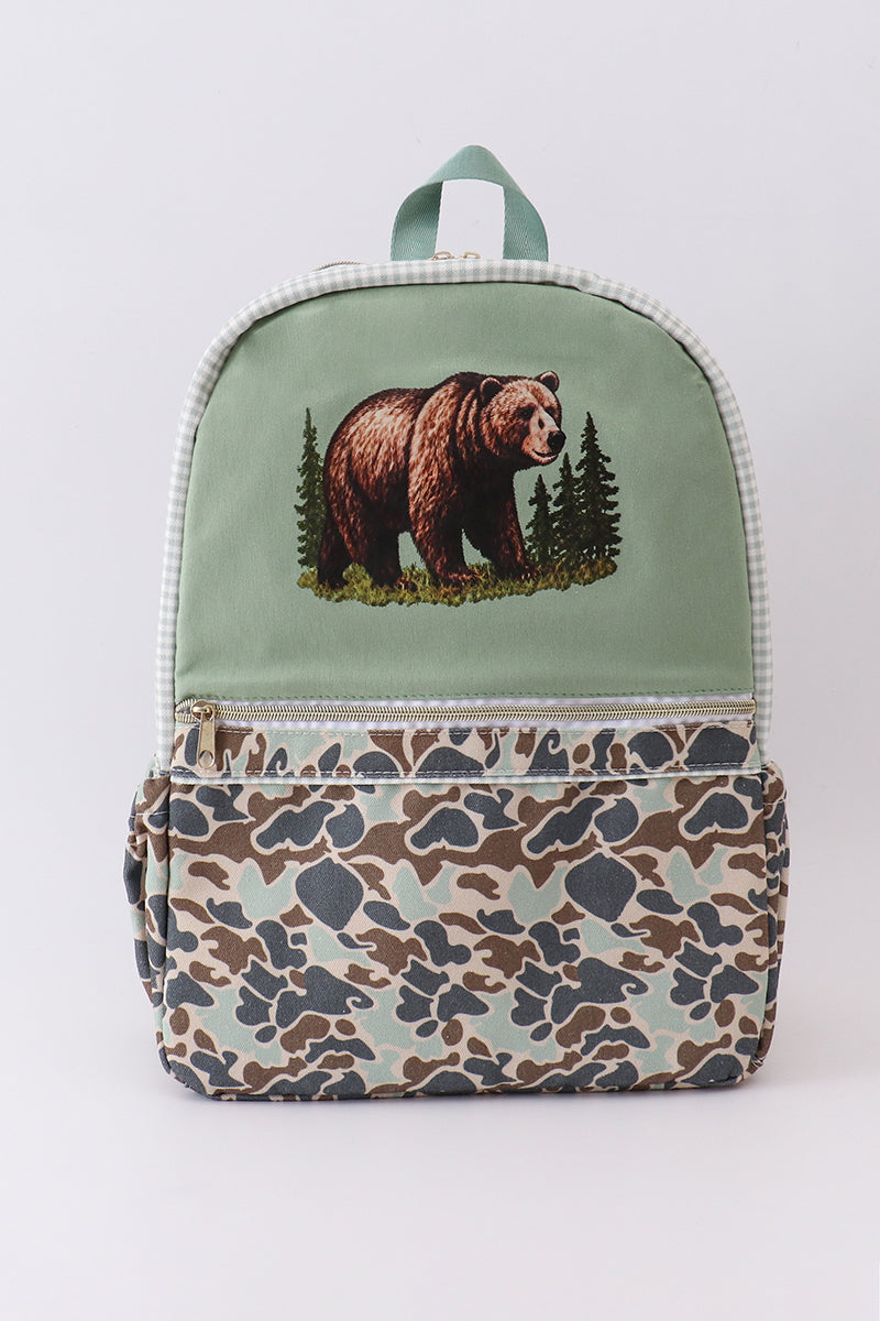 Camouflage bear print backpack - 1