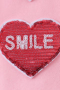Pink heart love smile sequin fleece mom&me sweatshrit - 5