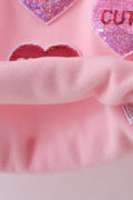 Pink heart love smile sequin fleece mom&me sweatshrit - 7