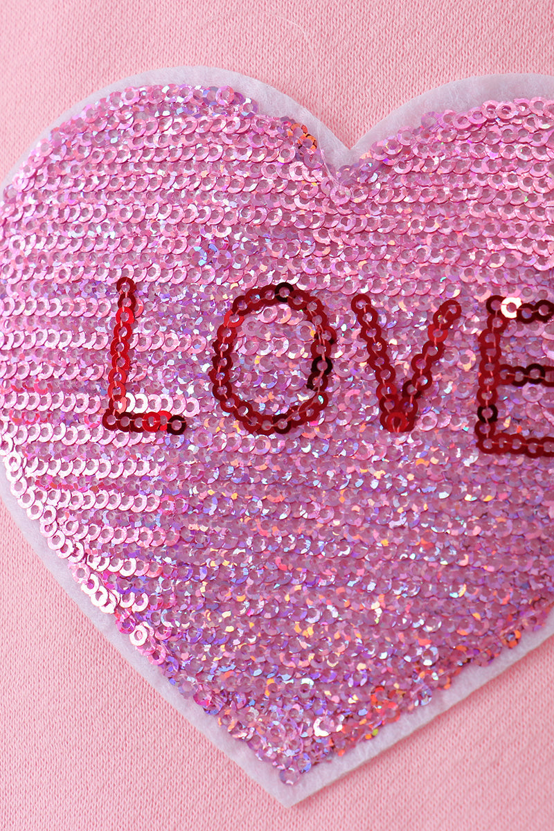 Pink heart love smile sequin fleece mom&me sweatshrit - 10