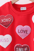 Red heart love smile sequin fleece mom&me sweatshrit - 3