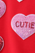 Red heart love smile sequin fleece mom&me sweatshrit - 4