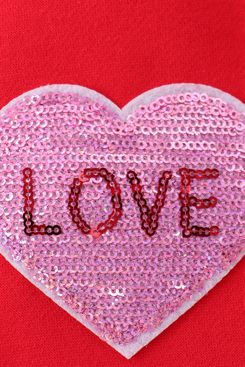 Red heart love smile sequin fleece mom&me sweatshrit - 5