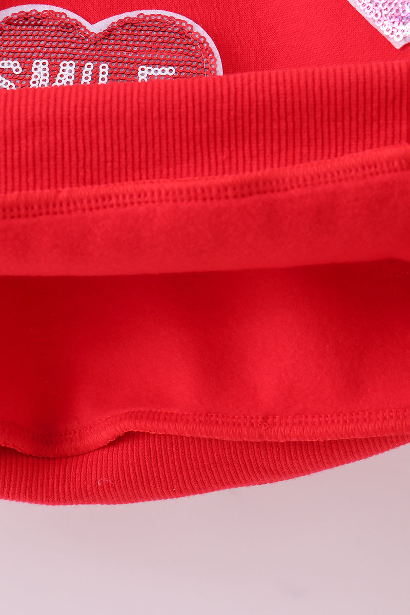 Red heart love smile sequin fleece mom&me sweatshrit - 6