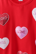 Red heart love smile sequin fleece mom&me sweatshrit - 9
