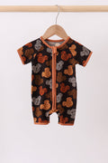 Brown character bamboo romper - 1