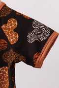 Brown character bamboo romper - 2