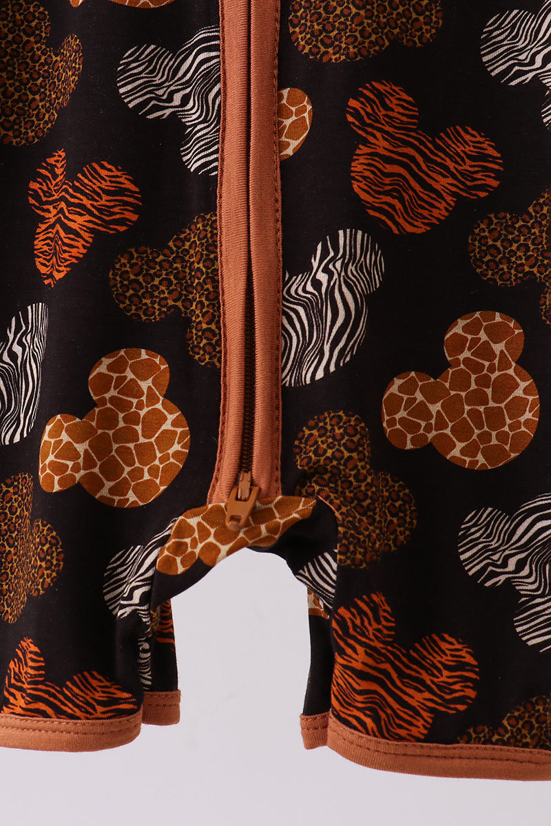 Brown character bamboo romper - 3