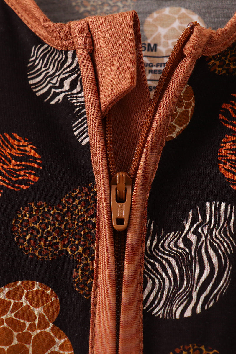 Brown character bamboo romper - 4