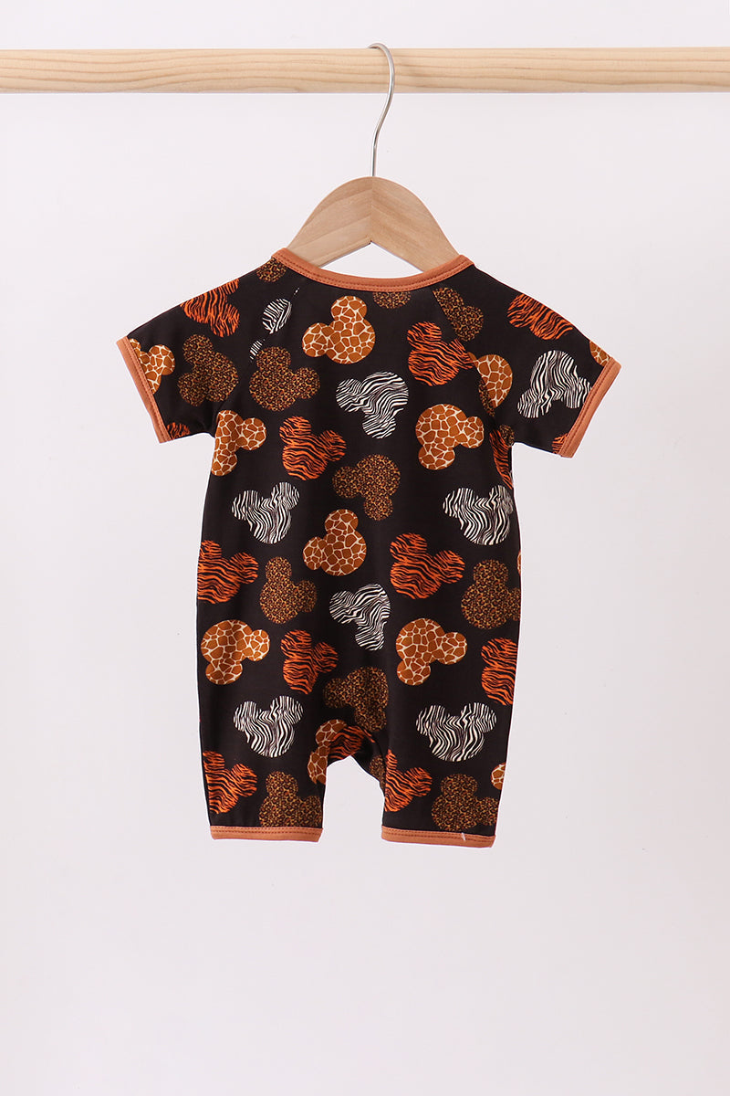 Brown character bamboo romper - 5