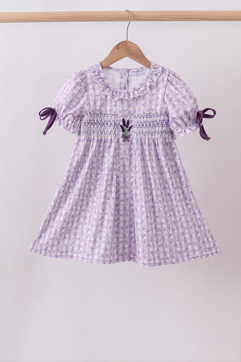 Lavender floral smocked ruffle dress - 1