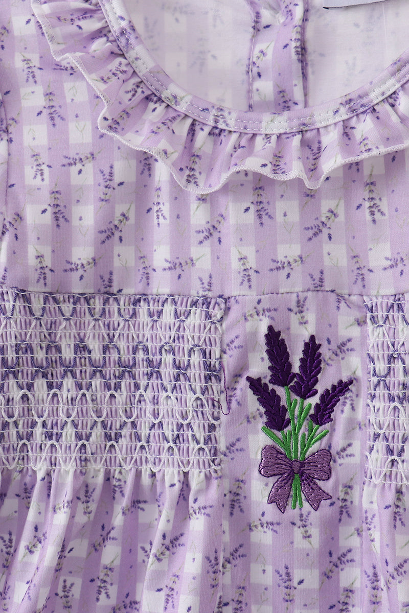 Lavender floral smocked ruffle dress - 2