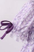 Lavender floral smocked ruffle dress - 4