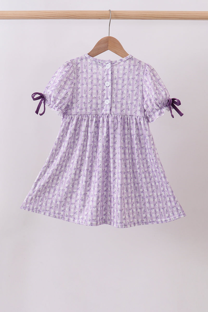 Lavender floral smocked ruffle dress - 5