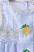 Blue lemon embroidery seersucker ruffle shorts set - 2