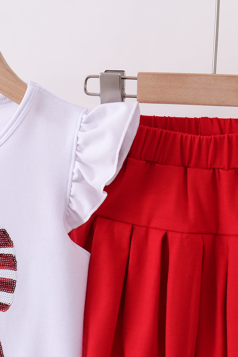 White bow sequin skort set - 2