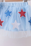 Blue bow star sequin skort set - 4
