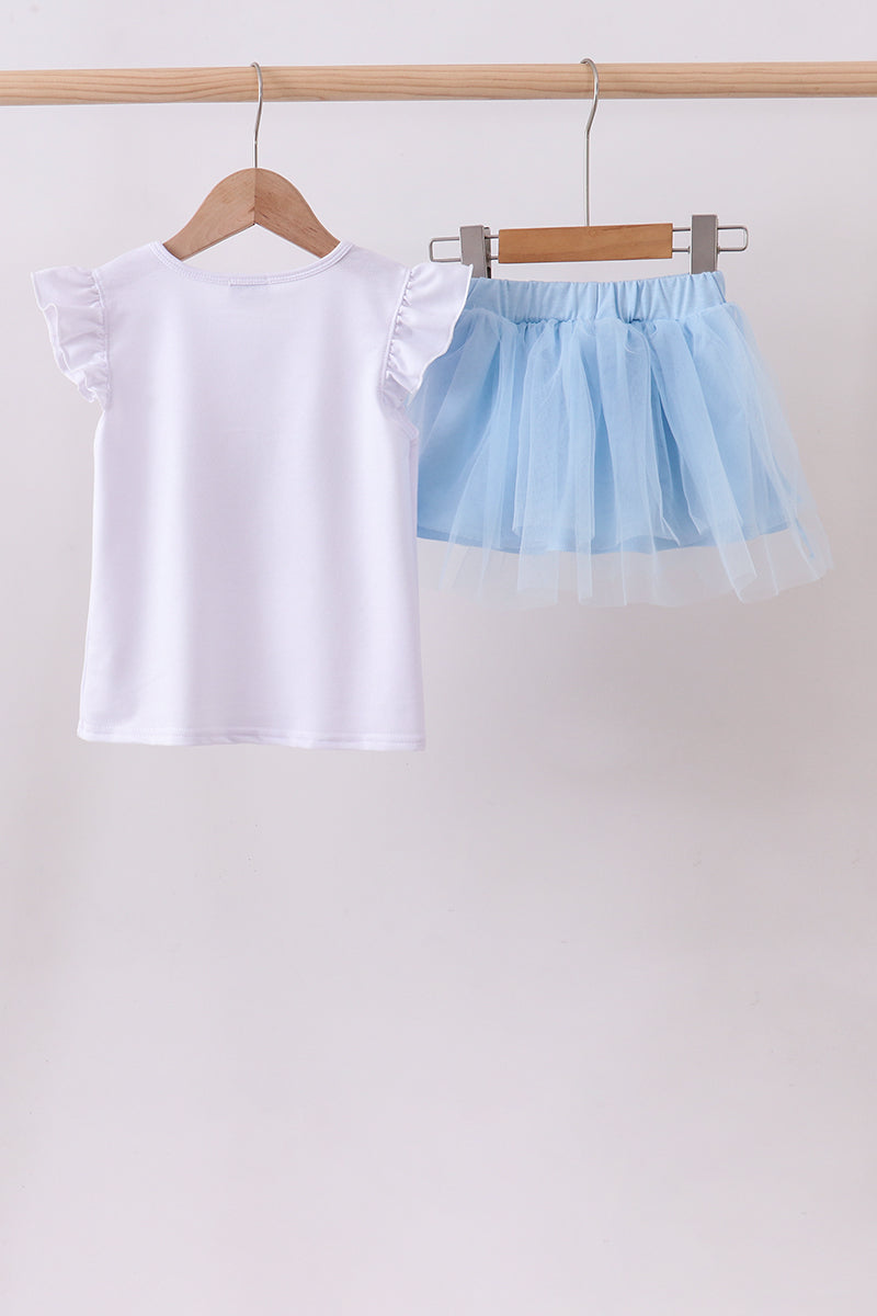 Blue bow star sequin skort set - 6