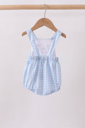 Blue Gingham Animal Embroidered Bubble - 4