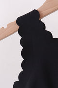 Black Scalloped Yoga Skorts Set - 2