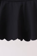 Black Scalloped Yoga Skorts Set - 3
