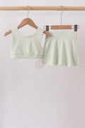 Green Scalloped Yoga Skorts Set - 1