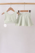 Green Scalloped Yoga Skorts Set - 5