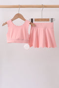 Pink Scalloped Yoga Skorts Set - 1
