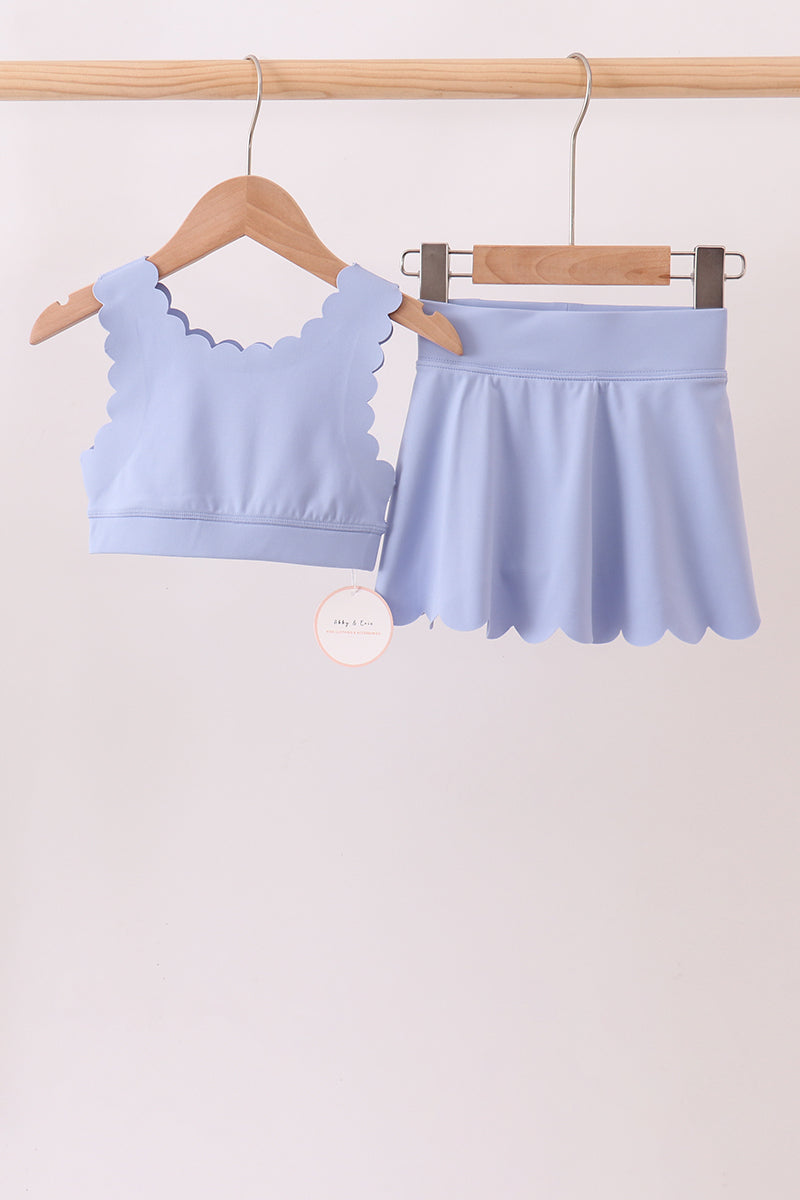 Violet Scalloped Yoga Skorts Set - 1