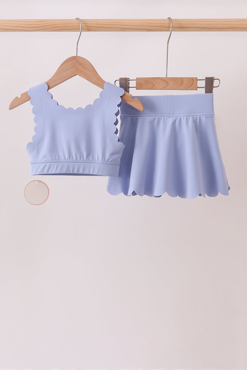 Violet Scalloped Yoga Skorts Set - 5
