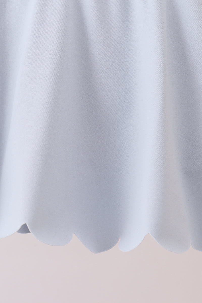 Blue Scalloped Yoga Skorts Set - 3
