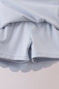 Blue Scalloped Yoga Skorts Set - 4