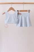 Blue Scalloped Yoga Skorts Set - 5