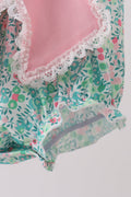 Pink Floral Knit Bubble Romper with Bow for Baby Girls - 3